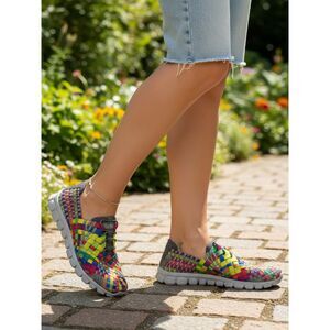 Corkys Multi-Color Woven Elastic Slip-On Sneakers - Size 8